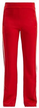 Side-stripe Wide-leg Jersey Track Pants - Womens - Red