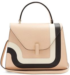 Iside Medium Striped Grained-leather Bag - Womens - Light Pink