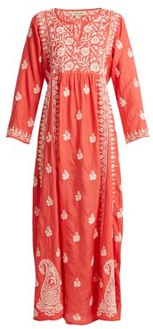 Floral Embroidered Silk Dress - Womens - Pink