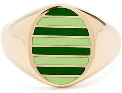 Enamel & 18kt Gold Ring - Womens - Green