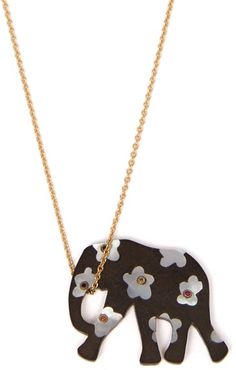 Elephant 18kt Gold, Ebony & Sapphire Necklace - Womens - Black Multi