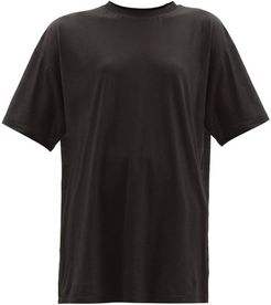 Long-line Cotton-jersey T-shirt - Womens - Black