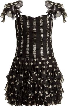 Polka Dot Silk Dress - Womens - Black White