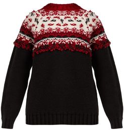Jacquard-knitted Wool Sweater - Womens - Black Multi