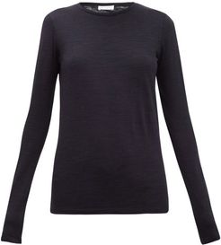 Long-sleeved Slubby Cotton-jersey T-shirt - Womens - Navy