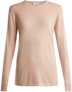 Long-line Fine-knit Cashmere Sweater - Womens - Pale Pink