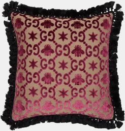 GG-jacquard Velvet Cushion - Pink Multi