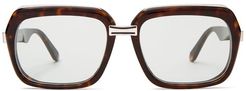 Oversized Square Acetate Sunglasses - Womens - Dark Brown