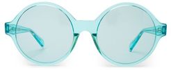 Oversized Round Acetate Sunglasses - Womens - Light Blue