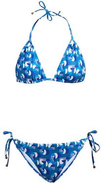 Alex Geometric-print Triangle Bikini - Womens - Blue Multi