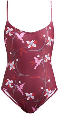 Billy Tropical Floral-print Swimsuit - Womens - Burgundy Multi