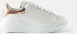 Oversized Raised-sole Leather Trainers - Womens - White Multi