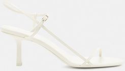 Bare Mid-heel Leather Slingback Sandals - Womens - White