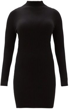 Rib-knitted High-neck Dress - Womens - Black
