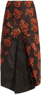 Paisley And Polka Dot-print Umbrella Skirt - Womens - Black Multi
