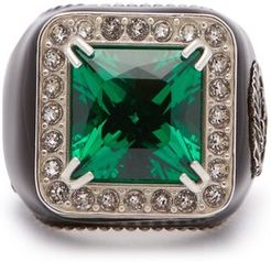 Crystal-embellished Signet Ring - Womens - Green