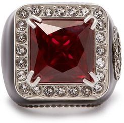Crystal-embellished Signet Ring - Womens - Red