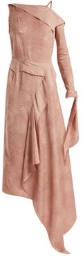Bruce Draped Silk-blend Jacquard Dress - Womens - Light Pink