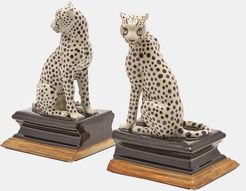 Cheetah Porcelain Bookends - Black Multi