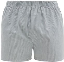 Striped Cotton Boxer Shorts - Mens - Navy Multi