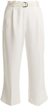 High-rise Crepe Cropped Trousers - Womens - Cream