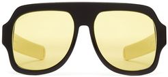 D-frame Acetate Sunglasses - Mens - Black