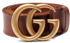 GG Textured-leather Belt - Mens - Brown