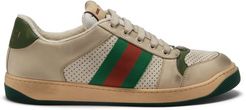 Screener Distressed Leather Trainers - Mens - White Multi