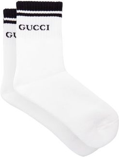 Logo-intarsia Cotton-blend Socks - Mens - White