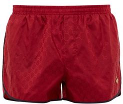 GG Bee-appliqué Swim Shorts - Mens - Red Multi