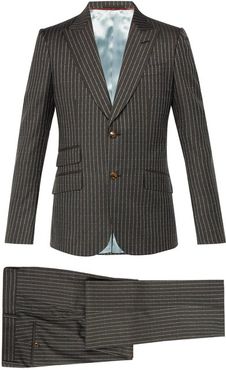 Heritage Logo-print Wool Suit - Mens - Grey