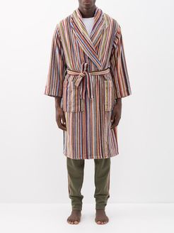 Signature Stripe Cotton Bathrobe - Mens - Multi