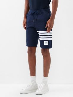 Striped Cotton Shorts - Mens - Navy