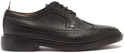 Pebble Grained Leather Longwing Brogues - Mens - Black