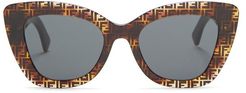 Ff Cat-eye Acetate Sunglasses - Womens - Brown Multi