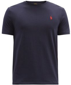 Logo-embroidered Cotton-jersey T-shirt - Mens - Navy