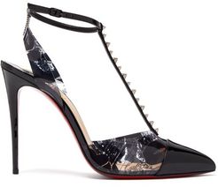 Nosy Spikes 100 Graffiti-print Leather Pumps - Womens - Black