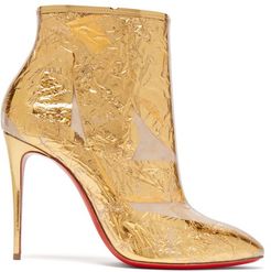 Booty Cap 100 Creased-foil Perspex Ankle Boots - Womens - Gold
