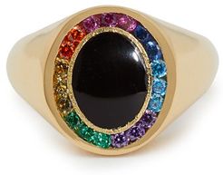 Rainbow Candy Sapphire & 18kt Gold Signet Ring - Womens - Gold
