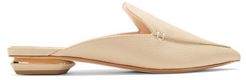 Beya Grained-leather Backless Loafers - Womens - Light Beige