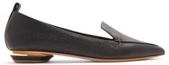 Beya Point-toe Grained-leather Loafers - Womens - Black
