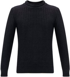 Ribbed Linen And Silk-blend Sweater - Mens - Navy