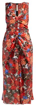 Duncraig-print Floral-print Coated-cotton Dress - Womens - Red Multi