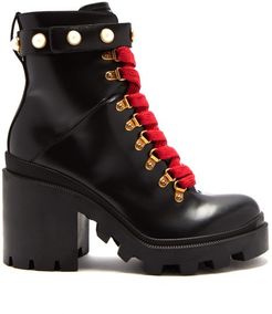 Lace-up Leather Ankle Boots - Womens - Black