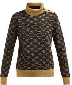 GG-jacquard Wool-blend Sweater - Womens - Black Gold
