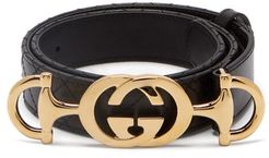 Horsebit-buckle Quilted Leather Belt - Womens - Black