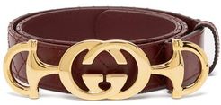 Horsebit-buckle Quilted Leather Belt - Womens - Brown