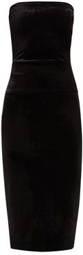 Strapless Velvet Midi Dress - Womens - Black