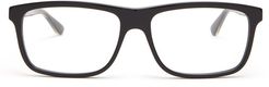 Web-striped Square-frame Glasses - Mens - Black