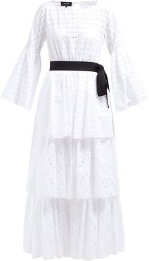 Tiered Cotton Broderie-anglaise Dress - Womens - White